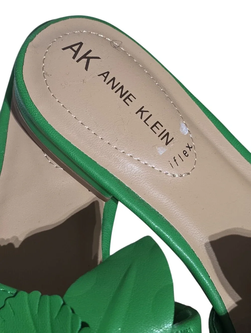 Anne Klein Bright Green Floral Appliqué Slide Mules 6.5 Beachy - Picture 3 of 5